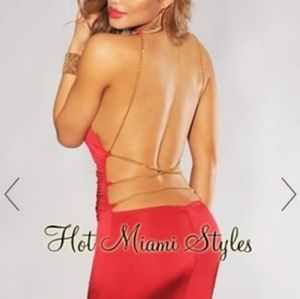 Red low back dress